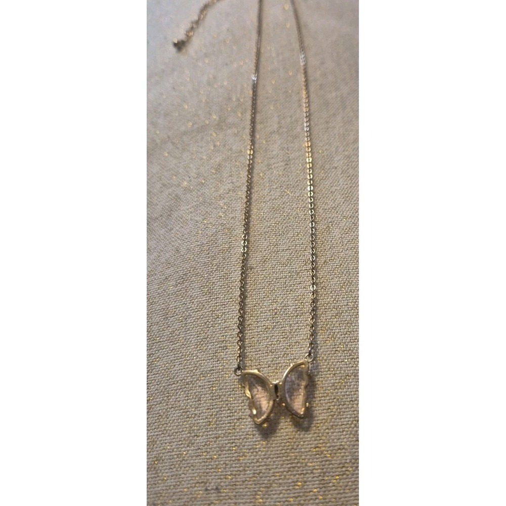 14k Gold Plated Pink Crystal  Butterfly‎ Necklace